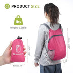 20L Ultra Hiking-Daypack Lightweight Foldable Travel Packable Backpack for Camping Cycling Outdoor,rose Red