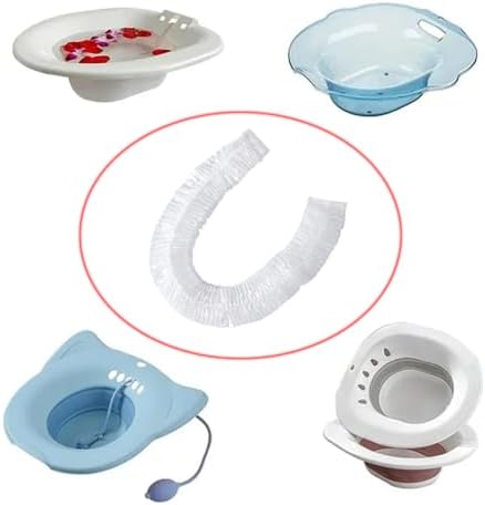 20 Pack Sitz Bath Cover Liner Disposable Sitz Bath Liner Cover Bags for Hemorrhoids Toilet Seat Postpartum Care Perineal Soaking Women Collapsible Sits Bath Kit