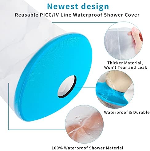 SUPERNIGHT Waterproof Knee Cast Cover for Shower, Adult PICC Line Covers for Knee, Watertight Reusable Cast Protector for Leg Surgeries Wound Bandage Black (Adult knee Blue)