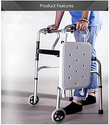 Folding Bariatric Heavy-Duty,Aluminum Alloy Rehabilitation Auxiliary Walking Frame Elderly Walking Aid Height Adjustable Decoration Safehappy
