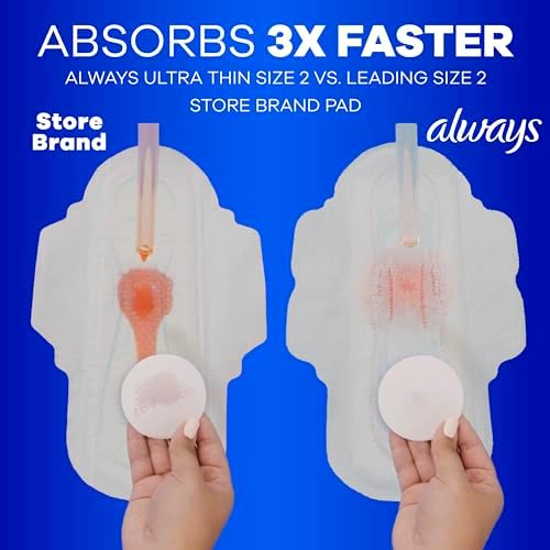 Always Ultra Thin Pads Duo Pack, Feminine Pads with Wings for Women, Size 2 Long Super and 4 Overnight Absorbency, Unscented, Up to 100% Leak-Free Protection, 44 CT