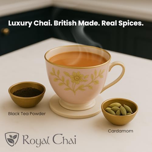 Royal Chai | Karak Chai Sweetened | 10 Count Single Box | All Natural, No Preservatives | Premium Instant Tea | Made in the UK