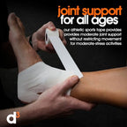 d3 Athletic Sports Tape White 1.5" x 15yds - 1 Roll Hand Tearable Zinc Oxide Tape for Thumb, Wrist & Ankle Support, Strong Joint Strapping for Athletes, Medical Trainers & First Aid