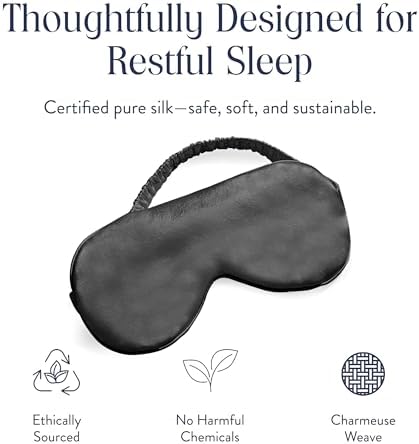 Brooklinen Silk Eye Mask for Sleeping – Carbon Grey, 100% Mulberry Silk Sleep Mask with Soft Elastic Strap, Machine Washable, Breathable & Cool-to-the-Touch – Ideal for Sleeping & Traveling