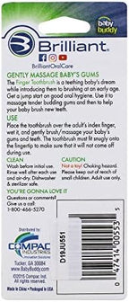 Brilliant Baby Finger Toothbrush - Silicone Gum Massager and Teether Brush for Babies and Toddlers - Kids Love Them, Clear, 2 Count (02551C)