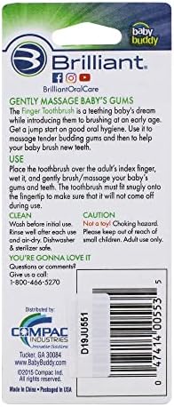 Brilliant Baby Finger Toothbrush - Silicone Gum Massager and Teether Brush for Babies and Toddlers - Kids Love Them, Clear, 2 Count (02551C)