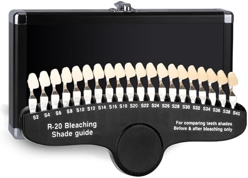 Dental Shade Guide Professional 3D R-20 Tooth Whitening Shade Chart with 20 Colors Teeth Shade Guide with Mirror