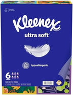 Kleenex Ultra Soft Facial Tissues, 6 Cube Boxes, 60 Tissues per Box, 3-Ply (360 Total Tissues), Packaging May Vary