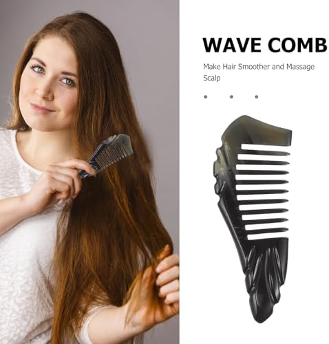 Natural Yak Horn Wide Tooth Comb 13-14cm for Curly Hair Detangling and Scalp Massage, Professional Hair Styling Tool for Women