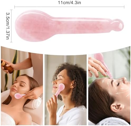 ideayard 100% Authentic Rose Quartz Eye Massager & Facial Acupressure Tool - Reduce Puffiness, Boost Skincare Absorption, Natural Crystal for Self-Care Rituals