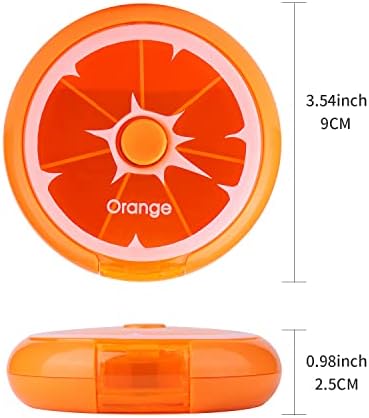 Creative Portable Mini 7 Day Weekly Circular Shape Rotary Cute Fruit Style Pill Storage Case Box (Orange)