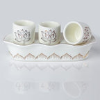 QINLANG White Buddhist 3 Altar Cups Set, Buddha Water Cup Set of 3, Ceramic Holy Water Offering Cups for Altar