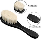 4 Pieces Barber Fade Brush Set with Natural Fiber Wooden Handle - Beard Styling Brush, Neck Duster, and Cleaning Brush for Men's Grooming