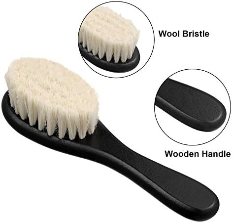 4 Pieces Barber Fade Brush Set with Natural Fiber Wooden Handle - Beard Styling Brush, Neck Duster, and Cleaning Brush for Men's Grooming