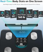 arboleaf Smart Scale for Body Weight, 8-Electrode Dual-Frequency BIA Bathroom Scale with 7-in-1 Display for BMI Body Fat Muscle Mass, Segmental Full Body Composition Analyzer, 50+ Metrics in App