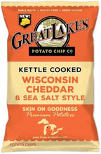 Kettle Cooked Potato Chips by Great Lakes Value Pack Bundled by SUPERDEALS | 1.375 Oz Bag | Wisconsin Cheddar | Pack of 12 with mystery bonus gift