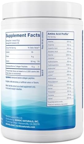 Nordic Naturals Nordic Beauty Collagen Peptides, Unflavored - 10.6 Ounces - Collagen Supplement for Skin Health and Elasticity - for Hot and Cold Beverages - 30 Servings