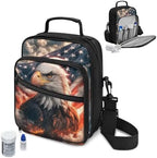 Insulated Diabetes Organizer, American Flag Eagle Print Diabetes Supply Bag, Diabetic Supplies Travel Case, Insulin Pen Case with Adjustable Shoulder Strap