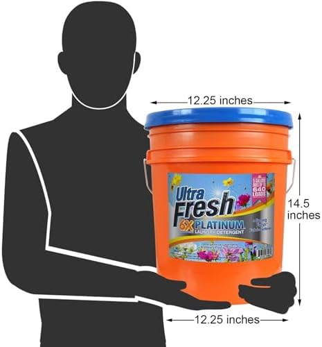 Ultra Fresh 5 Gallon Liquid Laundry Detergent Washing Soap with Spring Fresh Fabric Softener for All Machine Types, 6X Platinum, Up to 640 Loads