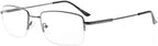 Eyekepper Mens Half-Rim Reading Glasses Memory Readers with Bendable Titanium Bridge and Temple (Gunmetal,+3.50)