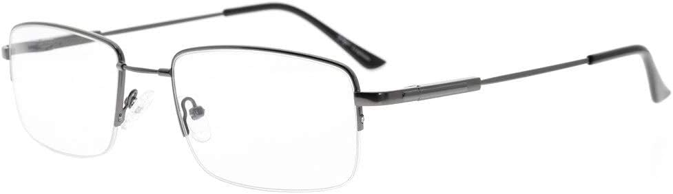 Eyekepper Mens Half-Rim Reading Glasses Memory Readers with Bendable Titanium Bridge and Temple (Gunmetal,+3.50)