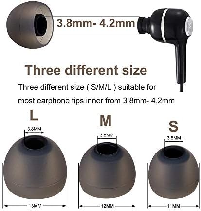 Earbud Tips Soft Silicone Earbuds Replacement Tips Fit for in-Ear Headphones(Inner Hole from 3.8mm -4.2mm Earphones) 9 Pairs S/M/L,Black