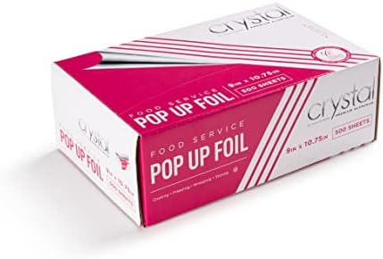 Crystal by crystalware FPU9103000B Premium Aluminum Foil Pop Up Sheets, 9" x 10.75" 500 Sheets