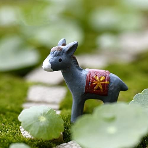 MAOMIA 20pcs Miniature Donkey Figurines Easter Cake Toppers, Mini Donkey DIY Craft Plant Pot Fairy Garden Landscape Decor Ornament