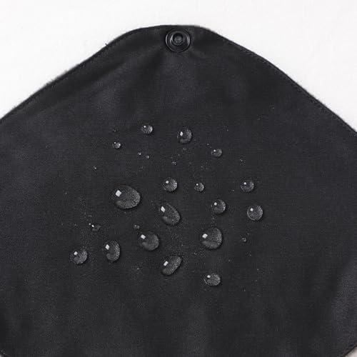 10 pcs Black Color with Black Snaps Reusable Sanitary Pads - Cloth Sanitary Pads | Light Incontinence Pads | Reusable Menstrual Pads (10pcs-M-Black)