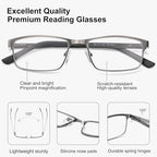 EYECEDAR 5 Pack Reading Glasses Men Ultra-thin Metal Frames Spring Hinges Readers for Men 2.0