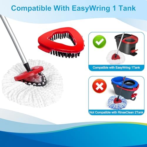 8-Pack Reusable Mop Head Replacement for O Cedar Easywring 1-Tank System, Microfiber Spin Mop Refills Compatible with Vileda 2-in-1 Turbo Triangle