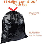 Amazon Basics 39 Gallon Lawn & Leaf Heavy Duty Drawstring Trash Bags, 20% Post Consumer Recycled, 40 Count, Black