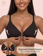 Front Closure Bras for Women Magnetic Deep V Bra Racerback Wireless Seamless Bralettes Comfy No Underwire Jelly Bra