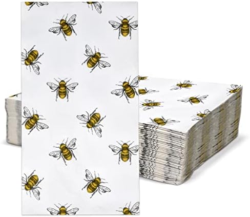 Gift Boutique 100 Bee Guest Napkins 3 Ply Disposable Paper Pack Honey Bumble Bees Dinner Hand Napkin for Happy Bee Day Bathroom Powder Room Wedding Summer Spring Bridal Baby Shower Decorative Towels