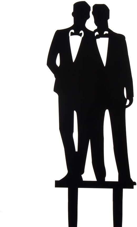 Gay Wedding Cake Topper Acrylic Silhouette Couple Groom and Groom Wedding Party Decorations
