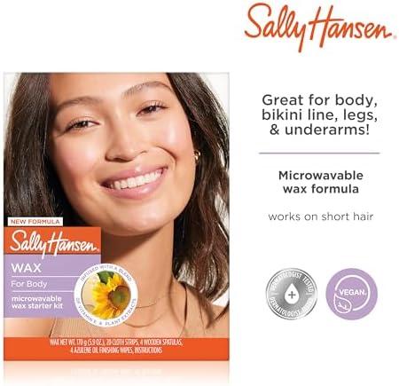 Sally Hansen Microwavable Wax Starter Kit for Body Legs, Underarms & Bikini | Removes Hair from Root – Vegan & Dermatologist Tested