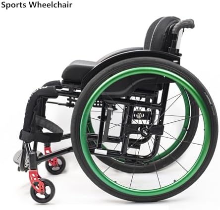 Lightweight Folding Sport Wheelchairs for Adults, Portable All Terrain Travel Mobility Wheelchair with Adjustable Seat, Self-Propelled Elderly Transfer Wheel Chair for Active Daily Use,Green-39/15.3in