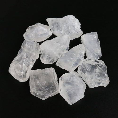 Clear Quartz Crystal Bulk, Raw White Quartz Crystal Stones for Wicca, Reiki, and Energy Healing Crystals, Witchcraft Supplies, Rocks for Tumbling, Calcite Crystal, Hypnotic Gems(1 Lb)