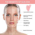Gua Sha Facial Tool,Guasha Tool for Face,Facial and Body Massager,Natural Stones Rose Quartz,Scraping and SPA Acupuncture Therapy to Lift,Decrease Puffiness and Tighten.(Pink)