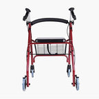 for Seniors 4 Wheel Walker Lightweight Folding Adjustable Height Walking Frame Elderly with Seat Basket Walking Aid Aluminium Adult Walking Frame Walker Durable i(