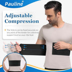 Pauline Broken Rib Brace for Men - Compression Chest Binder for Cracked Ribs Support & Chest Pain Relief - Rib Belt for Bruised Rib Cage (Black, Fits 30”-45”)