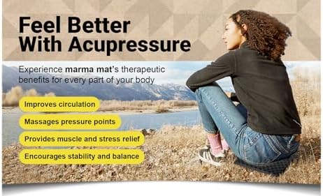 All Natural Rubber Acupressure marma mat for Feet, Back, Neck Pain Relief. Sciatica, Plantar Fasciitis, Insomnia, Anxiety & Stress Relief Reflexology Mat. Patented Curve Design for Neuroplacticity, Sports, Office, Gaming, Fidget. USA
