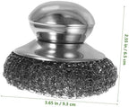 Kitchen Stainless Steel Pot Brush with Handles Dishwashing Wire Ball Heavy Duty Metal Scrubber Home Pot Pan Cleaning Tool (2Pcs)