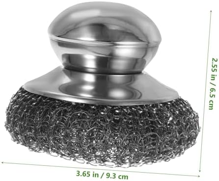 Kitchen Stainless Steel Pot Brush with Handles Dishwashing Wire Ball Heavy Duty Metal Scrubber Home Pot Pan Cleaning Tool (2Pcs)