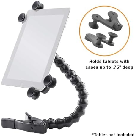 ModularHose Tablet Holder with Heavy Duty Spring Clamp (Opens to 2"), Compatible with Tablets and Cases up to 14.25" (iPad, iPad Air, iPad Pro 11, Samsung Tab, Microsoft Surface), 14" Arm