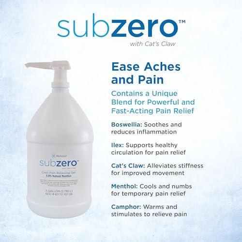 Sub Zero Cooling Pain Relief Gel, 1-Gallon Bottle with Pump - Joint Relief and Nerve Pain Relief Cream for Muscle Deep Pain Relief and Arthritis Relief