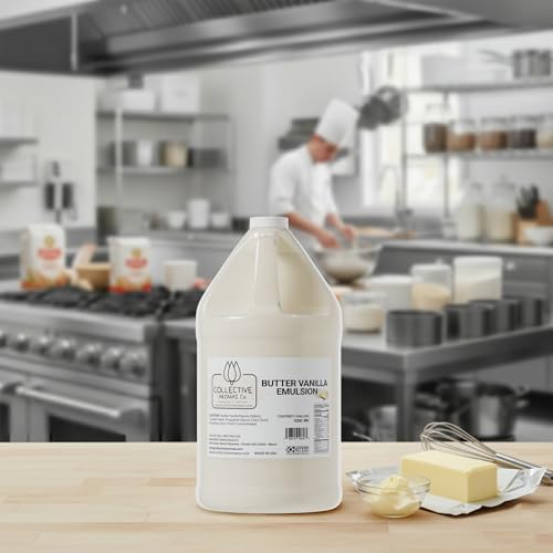 Butter Emulsion for Baking – Concentrated Butter Flavoring for Cakes, Cookies, Frosting, Fillings & Desserts – Liquid Baking Flavoring, 1 Gallon (128 fl oz), No Alcohol, Kosher, Made in USA