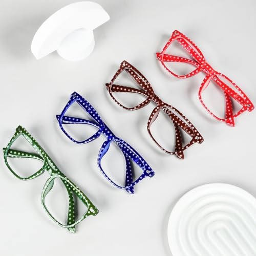 Eyekepper 4-Pack Reading Glasses Polka Dots Pattern Readers for Women Reading