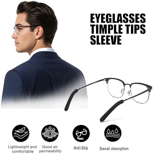 3 Pairs Eye Glasses Ear Grippers Cushions Eyeglasses Temple Tips Sleeve Protectors Anti Slip Soft Knitting Cotton Elastic Eyeglass Ends Arm Covers Glasses Slip Preventer