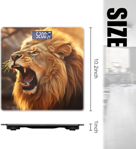 Digital Scale for Body Weight Highly Precision Bathroom Weight Scale 400 lbs with Backlit Display Personalized Scale for Home-Majestic Lion Roaring in The Savannah